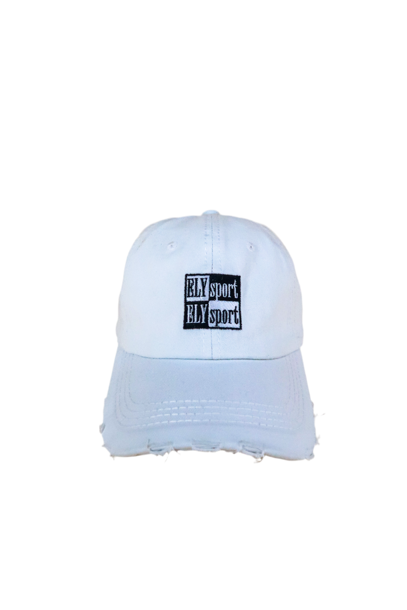 sporty white distressed denim hat