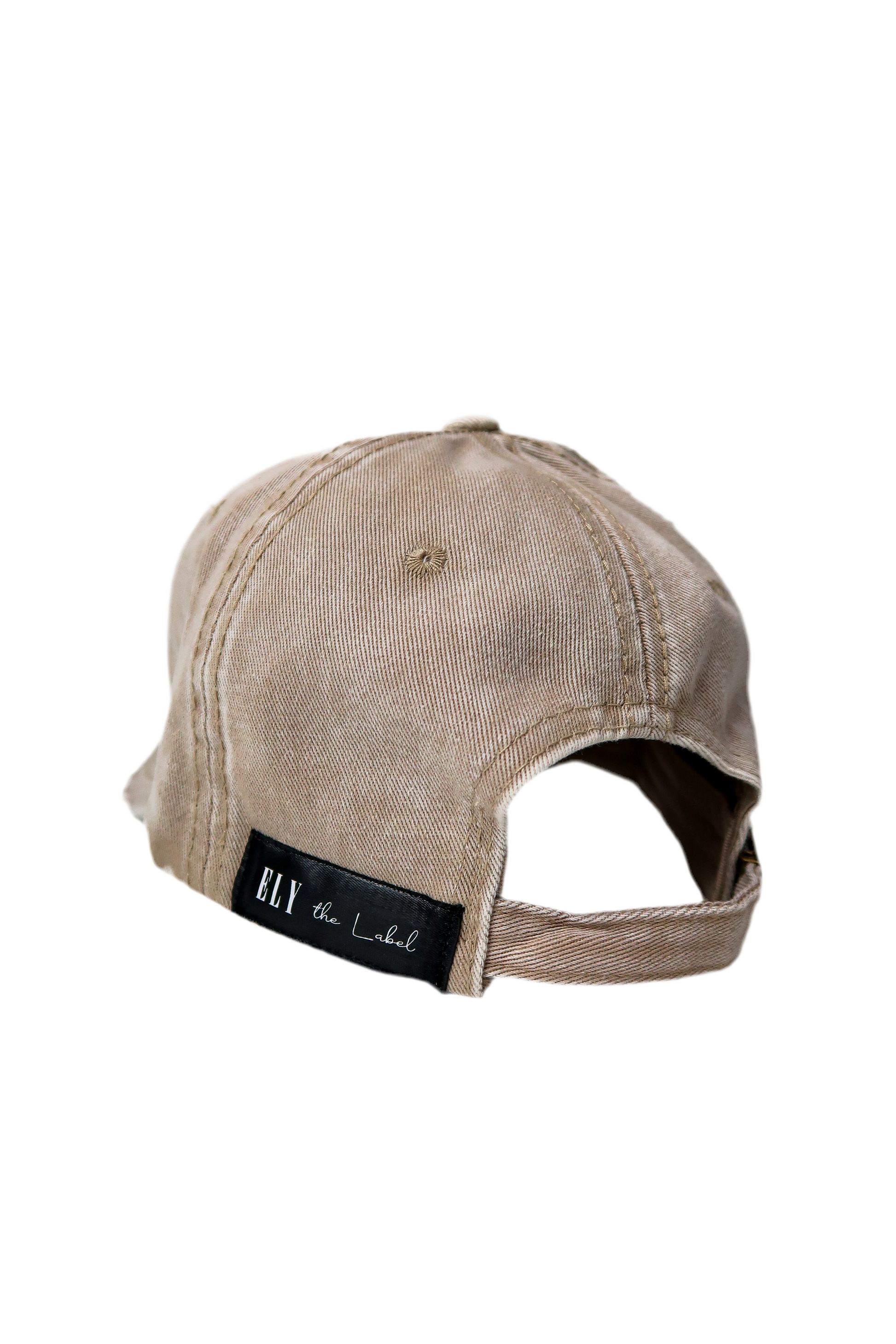 Sporty hat in acid wash beige distressed denim