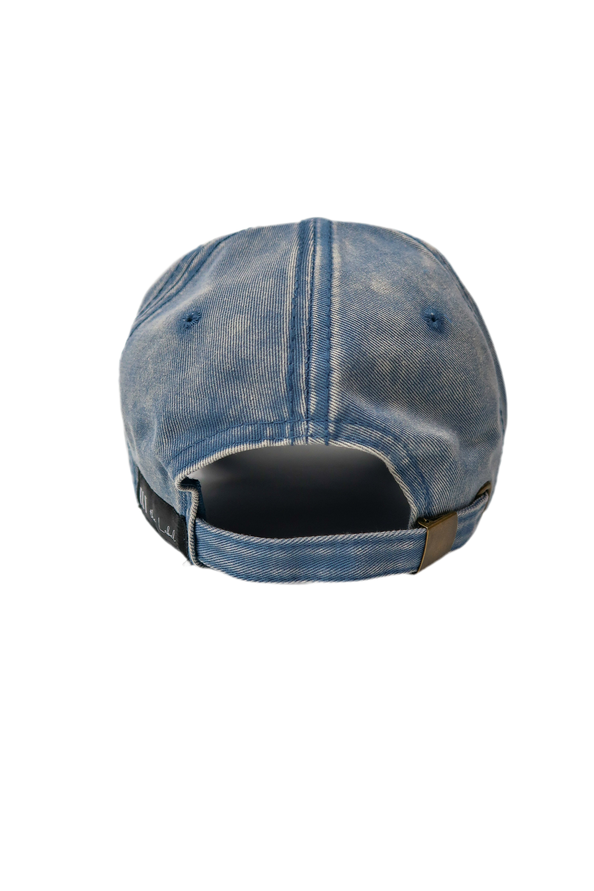 Sporty trendy hat in acid wash blue distressed denim 